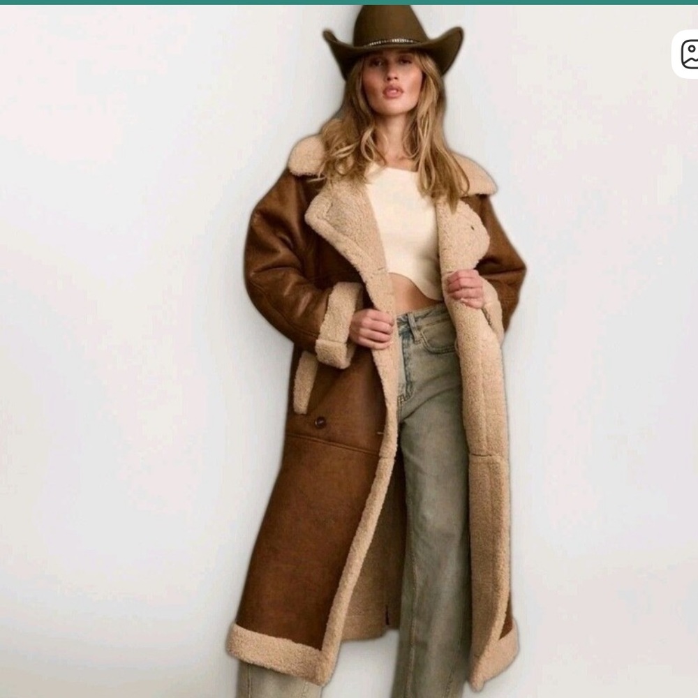 Levi's Brown and Cream Sherpa lined western style coat XL